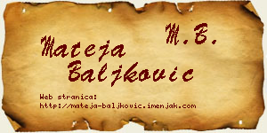 Mateja Baljković vizit kartica